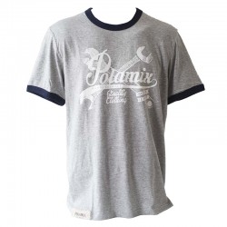 T-Shirt Polamix Hand Printed - gris chiné / navy