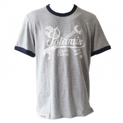 T-Shirt Polamix Hand Printed - Melange grey / navy